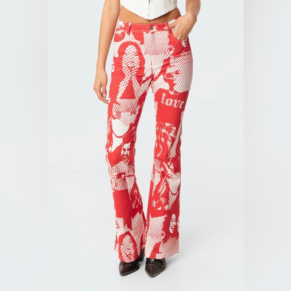 Andy Printed Flare Jeans - Picture 1 of 5